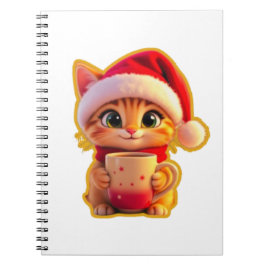 **Cute Christmas Cat with Santa Hat – Funny Holida Notizblock