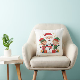 Cute Christmas Characters – Santa, Elves & Snowman Kissen