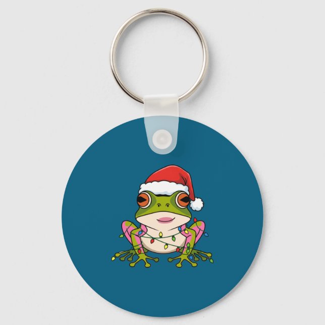 Cute Christmas Coqui Frog _ Holiday Puerto Rican L Schlüsselanhänger (Vorderseite)