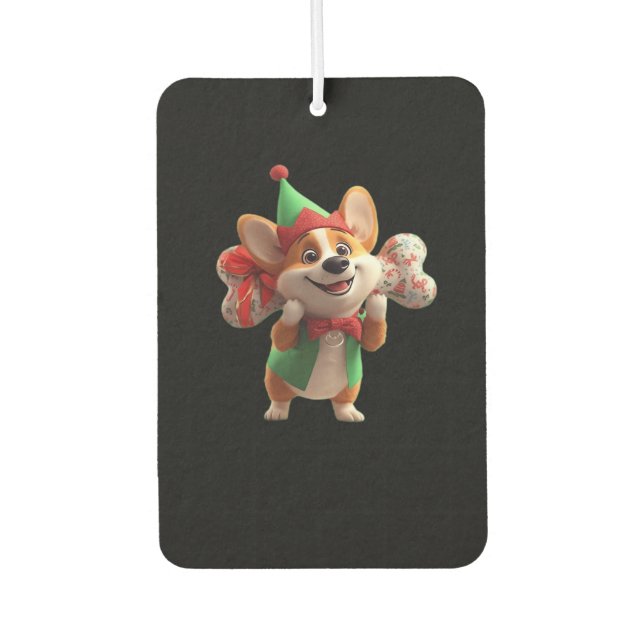 Cute Christmas Corgi Classic T-Shirt Autolufterfrischer (Vorderseite)