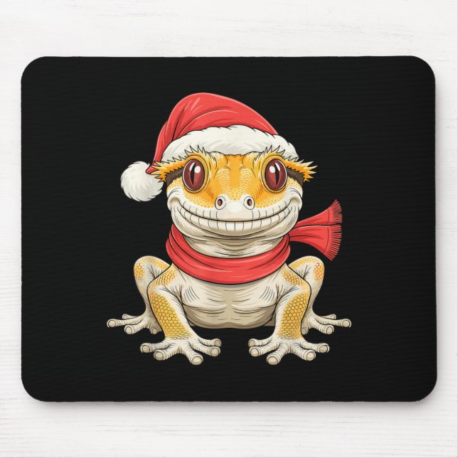 Cute Christmas Crested Gecko Santa  Mousepad (Vorne)