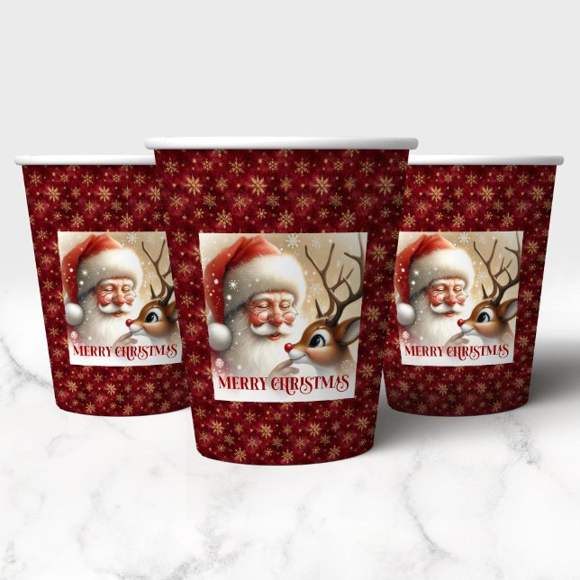 Cute Christmas Cups for Kids Santa Claus Theme Pappbecher (Cute Christmas Cups for Kids Santa Claus Theme)