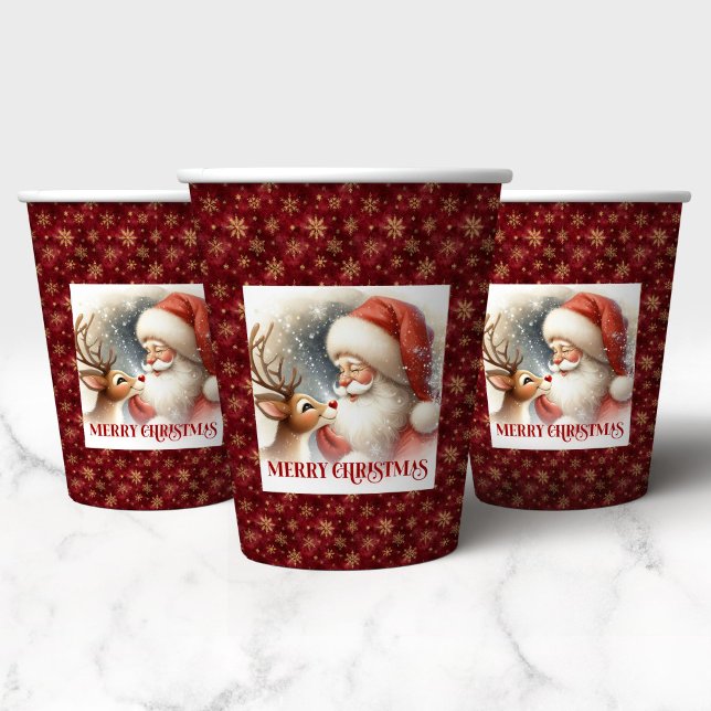Cute Christmas Cups Santa Claus Rudolph Design Pappbecher (Cute Christmas Cups Santa Claus Rudolph Design)