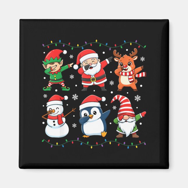 Cute Christmas Dabbing Santa Elf Reindeer Boys Gir Magnet (Vorne)