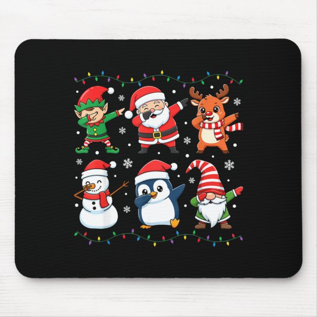 Cute Christmas Dabbing Santa Elf Reindeer Boys Gir Mousepad (Vorne)