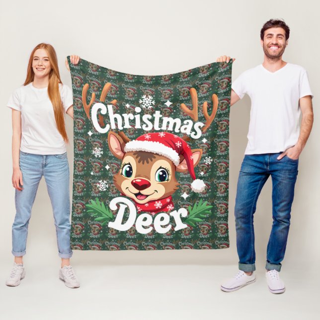 Cute Christmas Deer Illustration Fleecedecke (Beispiel)