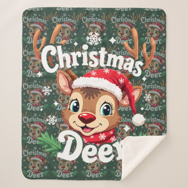 Cute Christmas Deer Illustration Sherpadecke (Vorderseite)