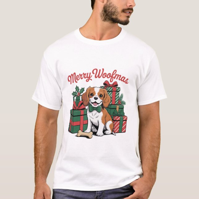 Cute Christmas Dog Illustration | Merry Woofmas T-Shirt (Vorderseite)