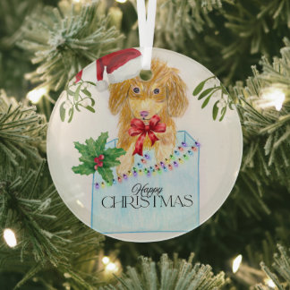 Cute Christmas Dog Ornament Aus Glas