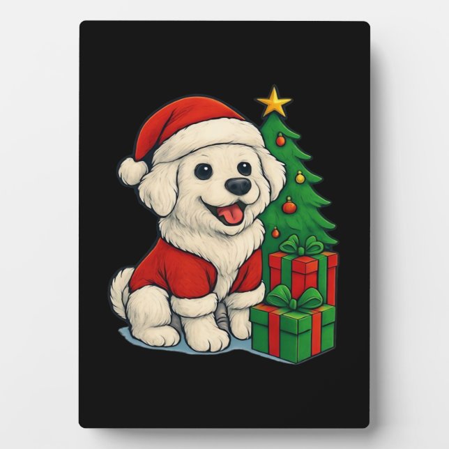 Cute Christmas Dog, Santa Hat Dog, With Christmas  Fotoplatte (Vorderseite)