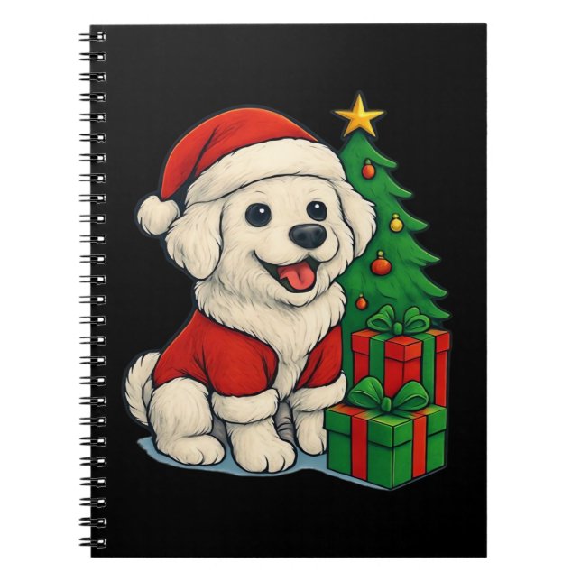 Cute Christmas Dog, Santa Hat Dog, With Christmas  Notizblock (Vorderseite)