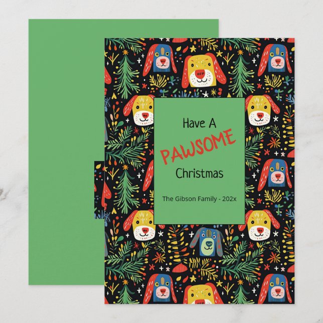 Cute Christmas Dogs Holiday Card Feiertagskarte (Vorne/Hinten)