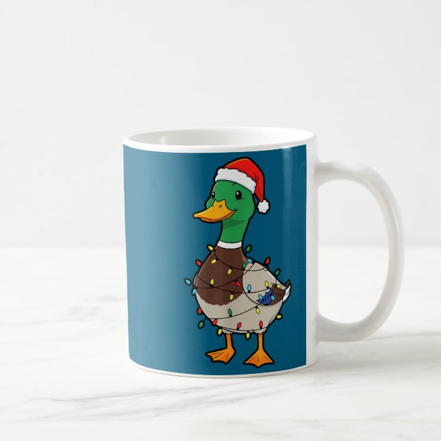 Cute Christmas Duck Mallard With Xmas Lights  Kaffeetasse (Rechts)