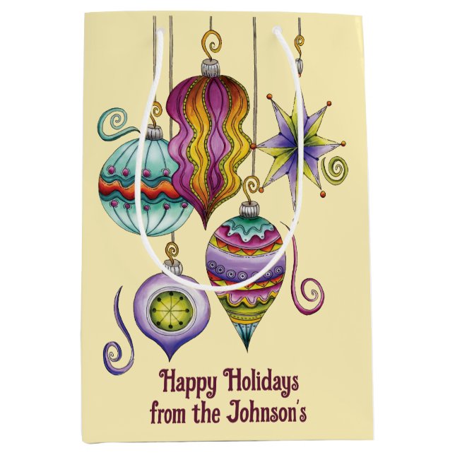 Cute Christmas, Elegant and Fancy Glass Ornaments Mittlere Geschenktüte (Vorderseite)