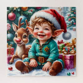 Cute Christmas Elf & Reindeer Puzzle