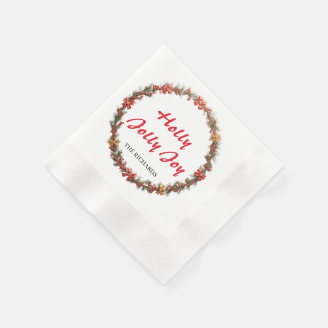 Cute Christmas Floral Wreath Holiday Napkins  Serviette (Ecke)