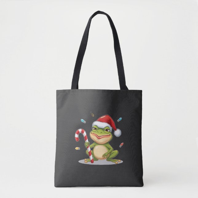 Cute Christmas Frog With Candy Cane - Funny Holida (Vorderseite)