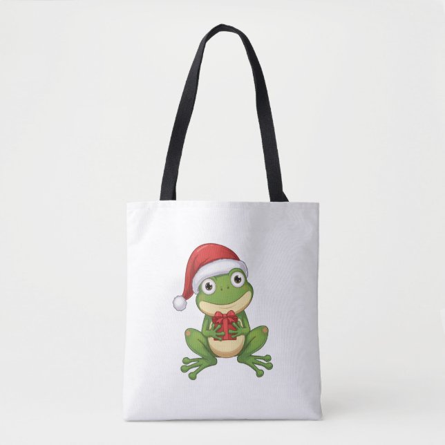 Cute Christmas Frog with Santa Hat and Gift |  Fun (Vorderseite)
