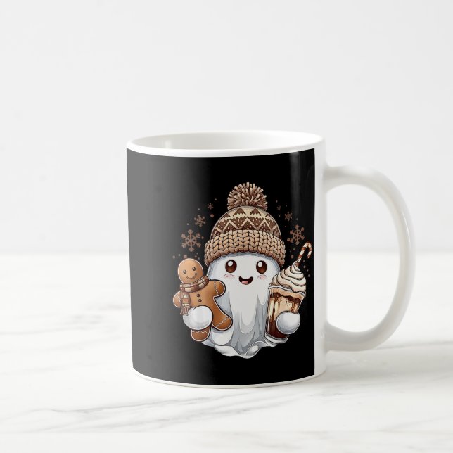 Cute Christmas Ghost Coffee Gingerbread Boojee Xma Kaffeetasse (Rechts)