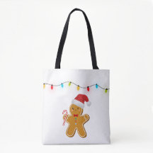 Cute Christmas Gingerbread Man Tote Bag