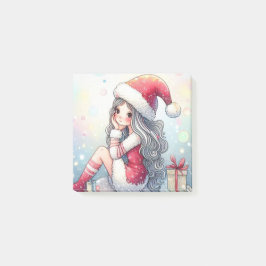 Cute Christmas Girl post-it note Klebezettel