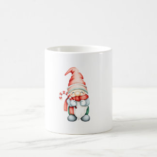 Cute Christmas gnome holding a candy cane Kaffeetasse
