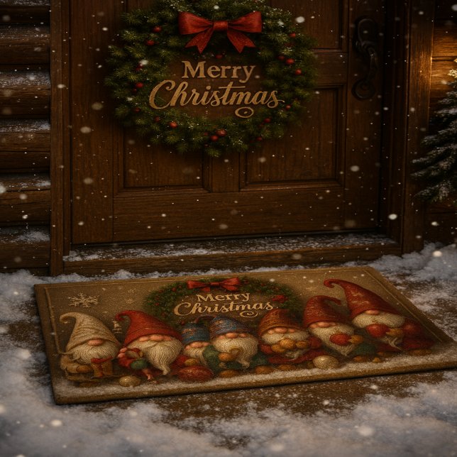 Cute Christmas Gnomes Merry Doormat Fußmatte (Von Creator hochgeladen)