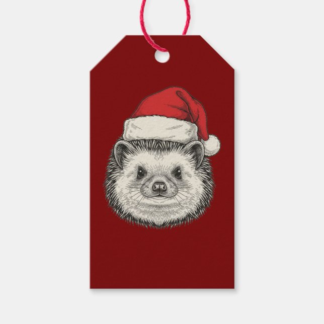 Cute Christmas Hedgehog Geschenkanhänger (Vorderseite)