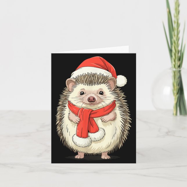 Cute Christmas Hedgehog Santa  Karte (Vorderseite)