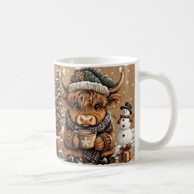 Cute Christmas Highland Cow Mug – Cozy Winter Mug Kaffeetasse (Rechts)