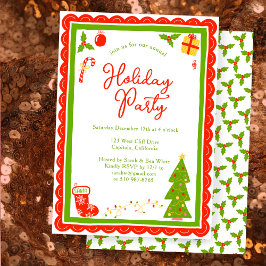 Cute Christmas Icons Scallop CUSTOM Holiday Party Einladung