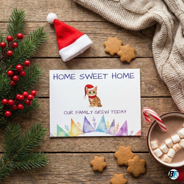 Cute Christmas Kitten New Pet Adoption Announcemen Karte (Von Creator hochgeladen)