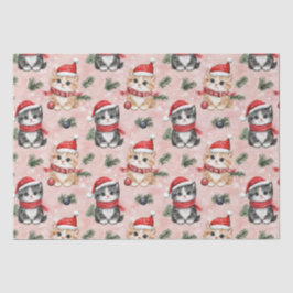 Cute Christmas Kittens on Pink Seidenpapier