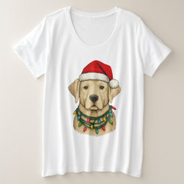 Cute Christmas Labrador with Santa Hat and Holiday Große Größe T-Shirt