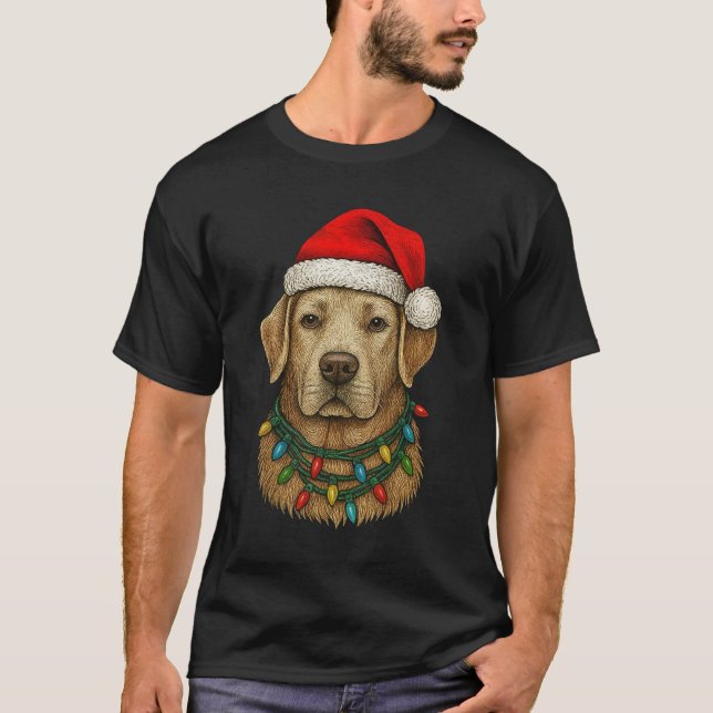 Cute Christmas Labrador with Santa Hat and Holiday T-Shirt (Vorderseite)