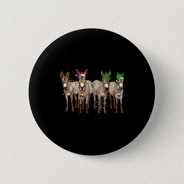 Cute Christmas Lights Santa Hat Farm Lover  Button (Vorderseite)