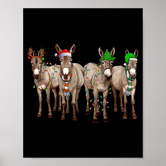 Cute Christmas Lights Santa Hat Farm Lover  Poster (Vorne)
