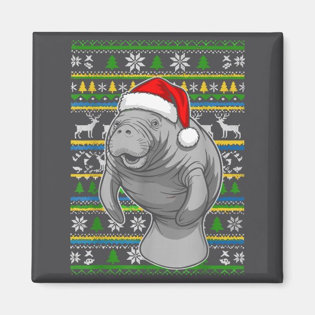 Cute Christmas Manatee Shirt, Manatee Ugly Xmas Sw Magnet (Vorne)