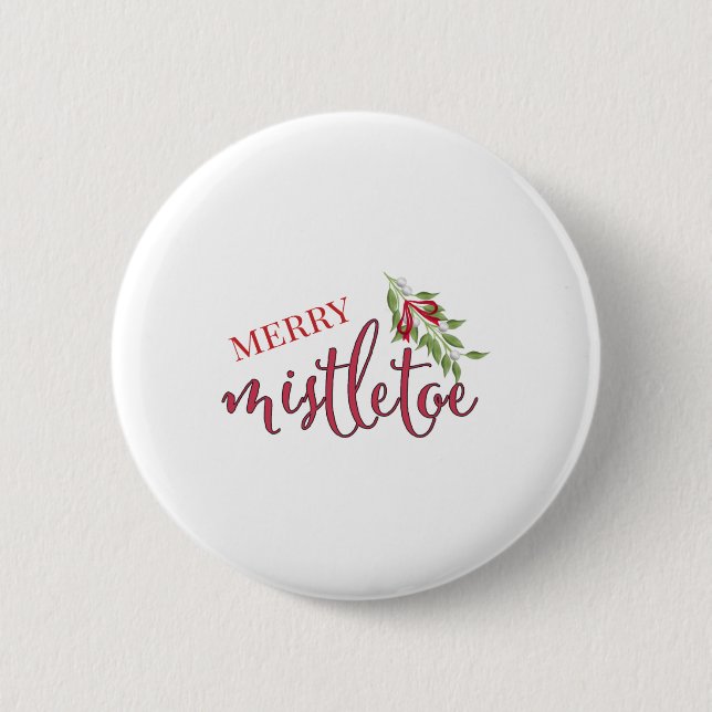 Cute Christmas Merry Mistletoe  Button (Vorderseite)