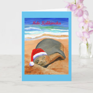 Cute Christmas Monk Seal Mele Kalikimaka Karte