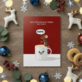 Cute Christmas Mouse Oops Mug Funny Xmas Card Feiertagskarte