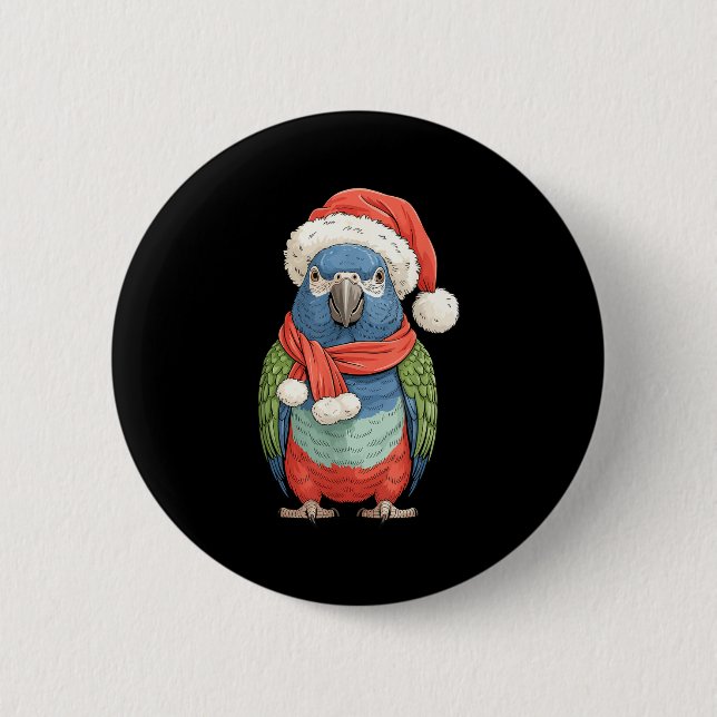 Cute Christmas Onus Parrot Santa Bird Lovers  Button (Vorderseite)