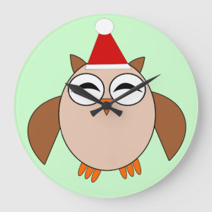 Cute Christmas Owl Wall Clock Große Wanduhr