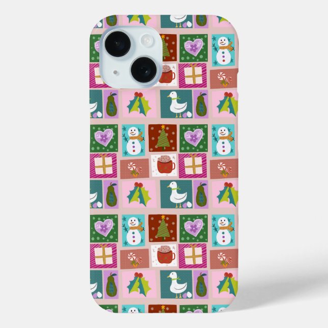 Cute Christmas Patchwork Pattern Case-Mate iPhone Hülle (Rückseite)