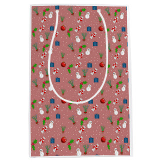 Cute Christmas Pattern Gift Bag | Snowmen Mittlere Geschenktüte