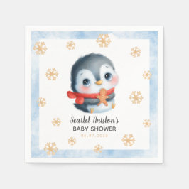 Cute Christmas Penguin Baby Shower Serviette