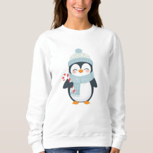 Cute Christmas Penguin Illustration  Sweatshirt