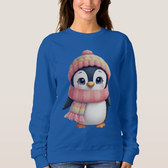Cute Christmas Penguin Illustration Sweatshirt (Vorderseite)