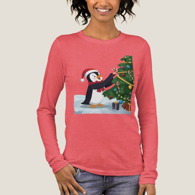 Cute Christmas Penguin T-Shirt Tri-Blend Shirt (Vorderseite)