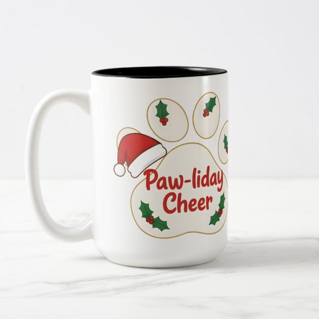 Cute Christmas Pet Paw Zweifarbige Tasse (Links)